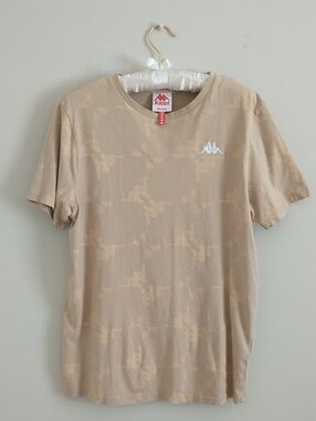 Kappa Women's Short-Sleeve Logo Tee in Beige with White Emblem. SIZE M